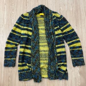 St. John fuzzy Striped Open Front Cardigan shrug